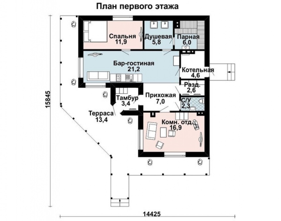 Проект дома Проект банного комплекса AS-2000-10 - Фото 1